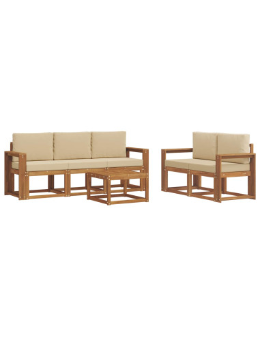 Set di divani da esterno con cuscino 6 pcs Naturale e Beige