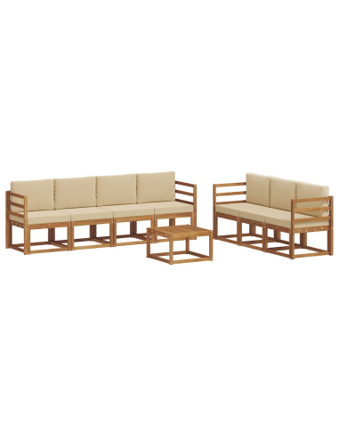 Set di divani da esterno con cuscino 8 pcs Naturale e Beige