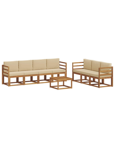 Set di divani da esterno con cuscino 8 pcs Naturale e Beige