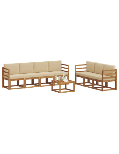 Set di divani da esterno con cuscino 8 pcs Naturale e Beige