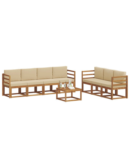 Set di divani da esterno con cuscino 8 pcs Naturale e Beige