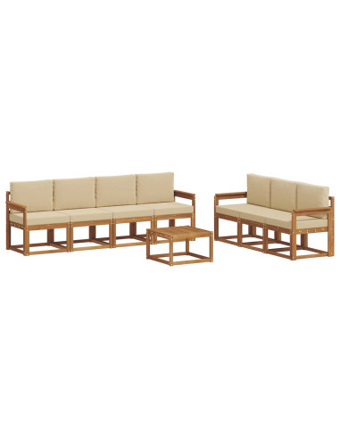 Set di divani da esterno con cuscino 8 pcs Naturale e Beige