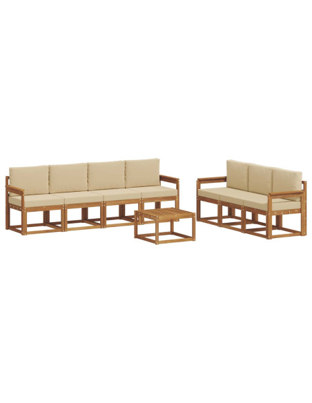 Set di divani da esterno con cuscino 8 pcs Naturale e Beige