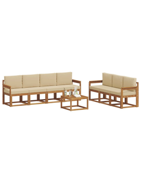 Set di divani da esterno con cuscino 8 pcs Naturale e Beige