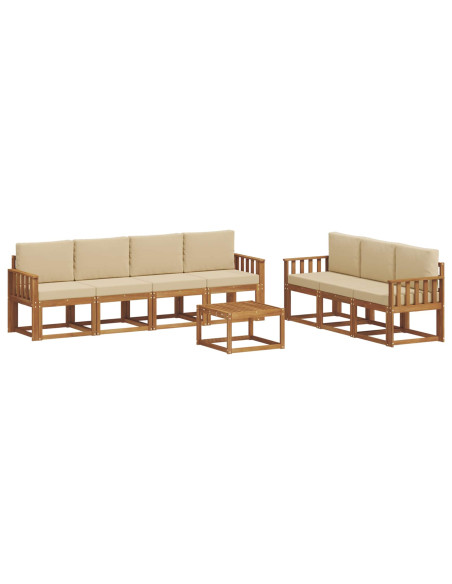 Set di divani da esterno con cuscino 8 pcs Naturale e Beige