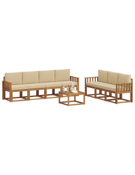 Set di divani da esterno con cuscino 8 pcs Naturale e Beige