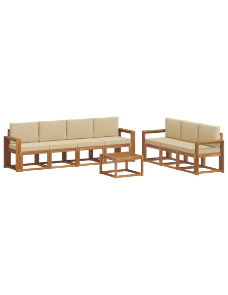 Set di divani da esterno con cuscino 8 pcs Naturale e Beige