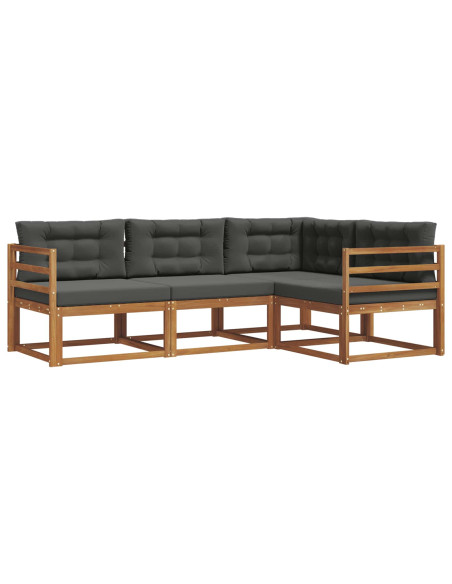 Set di divani da esterno con cuscino 4 pcs Naturale e Antracite