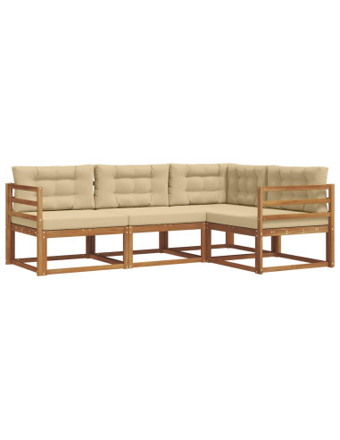 Set di divani da esterno con cuscino 4 pcs Naturale e Beige