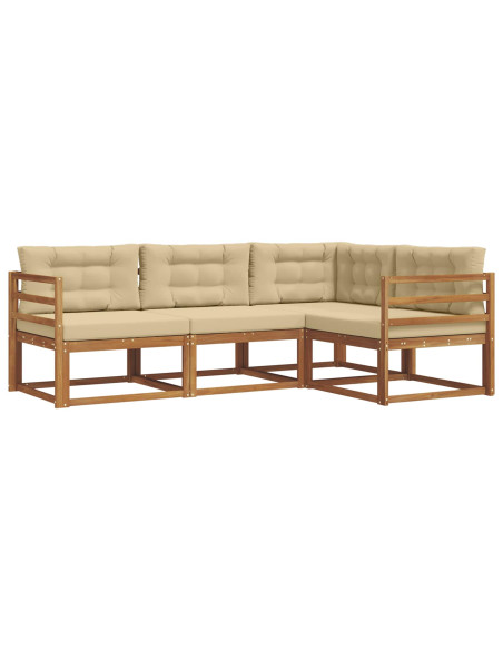 Set di divani da esterno con cuscino 4 pcs Naturale e Beige