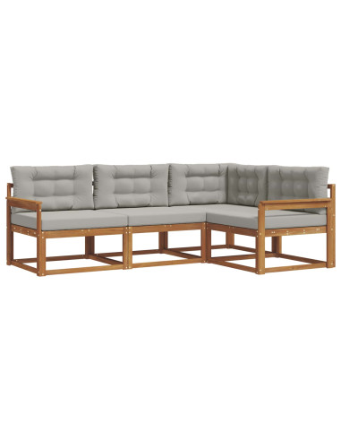 Set di divani da esterno 4 pcs Grigio Naturale e Chiaro