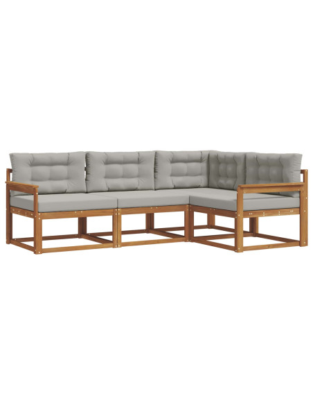 Set di divani da esterno 4 pcs Grigio Naturale e Chiaro