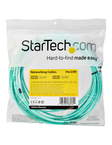 StarTech.com Cavo in fibra ottica multimodale da LC/UPC a LC/UPC OM4 da 7 m - Fibra LOMMF/VCSEL Zipcord da 50/125 µm, Reti 100G