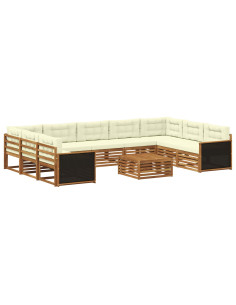 Set di divani da esterno con cuscino 10 pcs Naturale e Crema