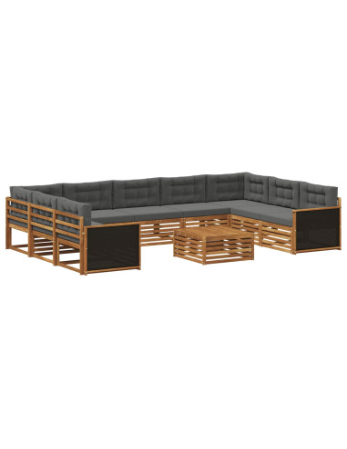 Set di divani da esterno 10 pcs Naturale e Antracite