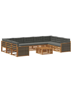 Set di divani da esterno 10 pcs Naturale e Antracite