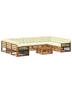 Set di divani da esterno con cuscino 10 pcs Naturale e Crema