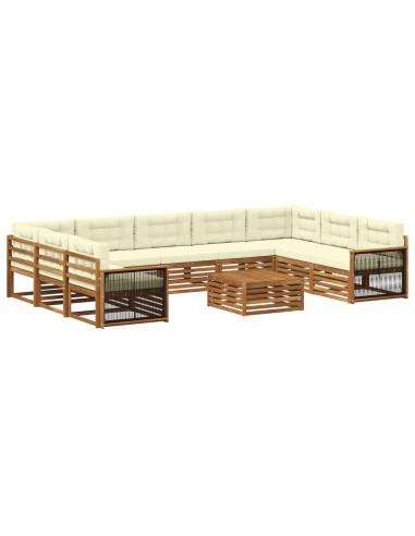 Set di divani da esterno con cuscino 10 pcs Naturale e Crema