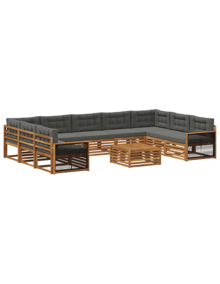 Set di divani da esterno 10 pcs Naturale e Antracite
