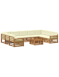 Set di divani da esterno con cuscino 10 pcs Naturale e Crema