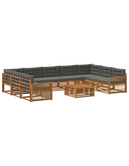 Set di divani da esterno 10 pcs Naturale e Antracite