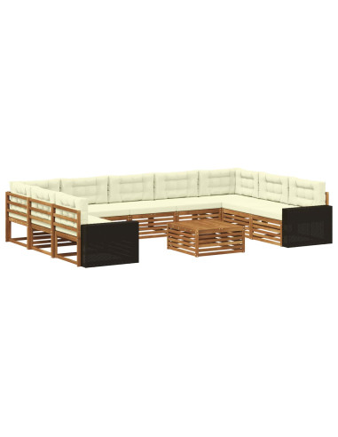 Set di divani da esterno con cuscino 10 pcs Naturale e Crema