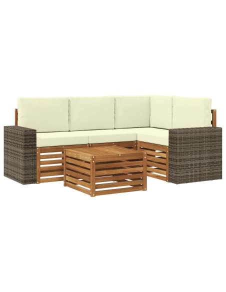 Set di divani da esterno 5 pcs Naturale e Crema 59 x 59 x 37 cm