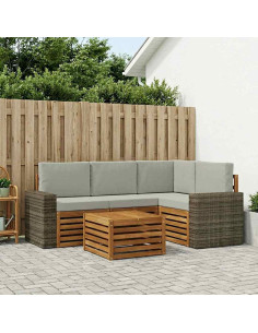 Set di divani da esterno 5 pcs Naturale e Grigio Chiaro