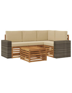 Set di divani da esterno 5 pcs Naturale e Beige 59 x 59 x 37 cm