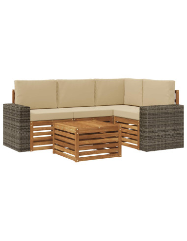 Set di divani da esterno 5 pcs Naturale e Beige 59 x 59 x 37 cm