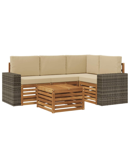 Set di divani da esterno 5 pcs Naturale e Beige 59 x 59 x 37 cm