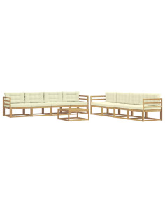 Set di divani da esterno 9 pcs Bianco e Crema 79 x 79 x 37 cm 2