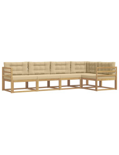 Set di divani da esterno 4 pcs Bianco e Beige Poliestere 2