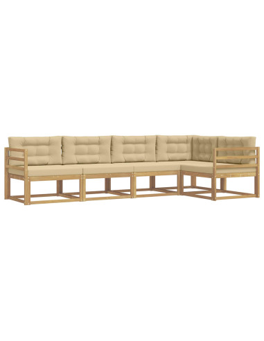 Set di divani da esterno 4 pcs Bianco e Beige Poliestere
