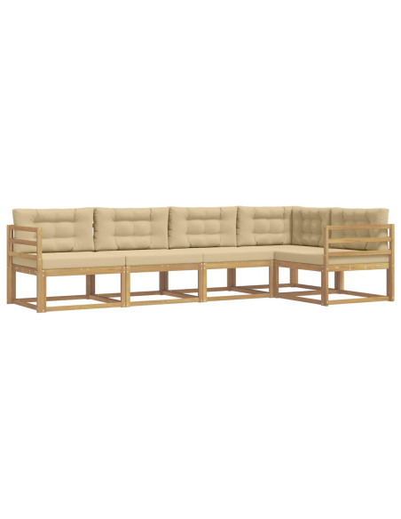 Set di divani da esterno 4 pcs Bianco e Beige Poliestere