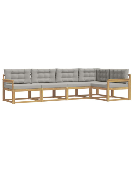 Set di divani da esterno 4 pcs Bianco e Grigio Chiaro