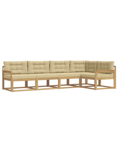 Set di divani da esterno 4 pcs Bianco e Beige Poliestere 2