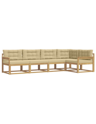 Set di divani da esterno 4 pcs Bianco e Beige Poliestere