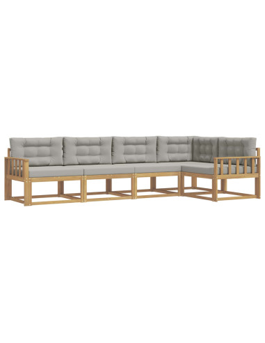 Set di divani da esterno 4 pcs Bianco e Grigio Chiaro