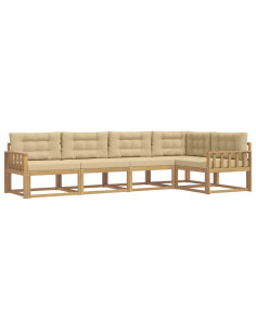 Set di divani da esterno 4 pcs Bianco e Beige Poliestere 2
