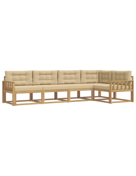 Set di divani da esterno 4 pcs Bianco e Beige Poliestere