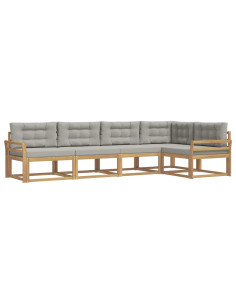 Set di divani da esterno 4 pcs Bianco e Grigio Chiaro 2