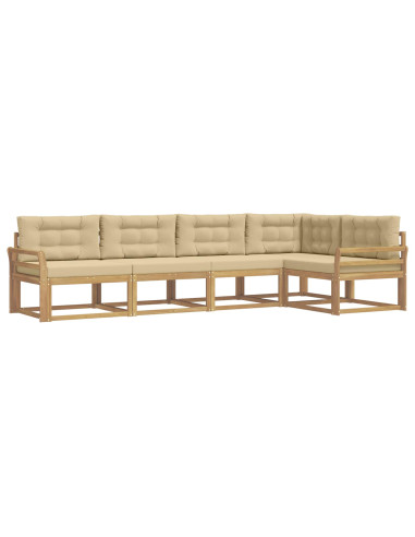 Set di divani da esterno 4 pcs Bianco e Beige Poliestere