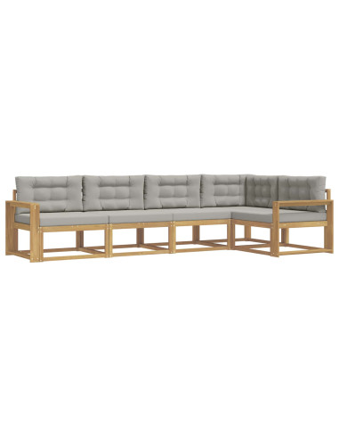 Set di divani da esterno 4 pcs Bianco e Grigio Chiaro