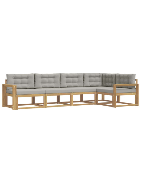 Set di divani da esterno 4 pcs Bianco e Grigio Chiaro