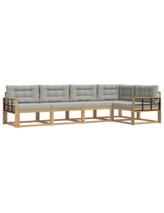 Set di divani da esterno 4 pcs Bianco e Grigio Chiaro 2