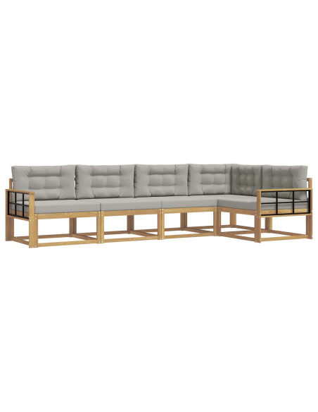 Set di divani da esterno 4 pcs Bianco e Grigio Chiaro