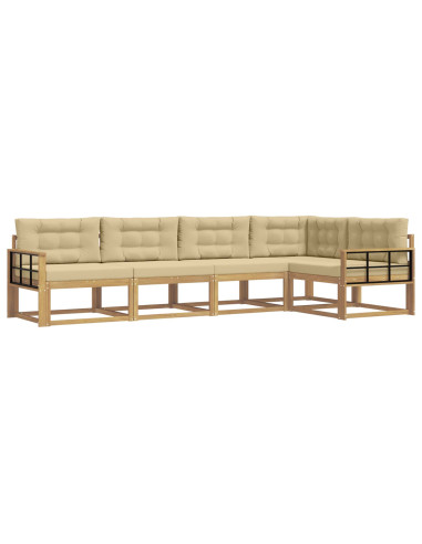 Set di divani da esterno 4 pcs Bianco e Beige Poliestere