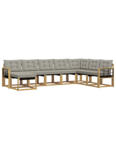 Set di divani da esterno 8 pcs Bianco e Grigio Chiaro 2