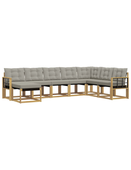 Set di divani da esterno 8 pcs Bianco e Grigio Chiaro